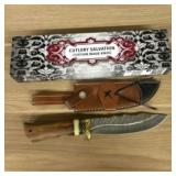 Custom Damascus Fixed Blade Knife With Decorated H