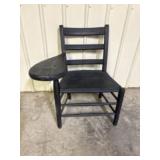 Antique Primitive Ladder-Back Chair Featuring a Bl