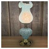 Fenton Wright Blue Opalescent Decorated Gone With