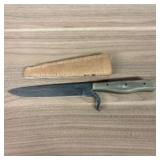 Fixed Blade Knife With Leather Sheath 10"