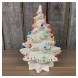 Vintage White Ceramic Christmas Tree - Multicolor