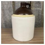 Two Tone Stoneware Pottery Crock Jug 7"X11"