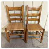 Pair Of Antique Shaker Style Ladder -Back Side Cha