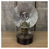 Eagle Oil Lamp With A Ribbed Tin Reflector 7"X10"