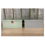 Pair Of Heavy Metal Lockboxes With Key 14"X9"X7"