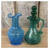Pair Of Vintage Mid Century Modern Crackle Glass C