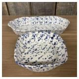 Pair Of Decorated Splatter Decorated ByBee Pottery