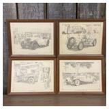 Set Of Four Framed Vintage Car Prints (1920 Stutz