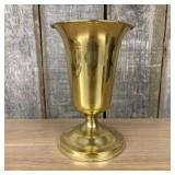 Brass Or Gold Colored Metal Trumpet Vase 7"X10"