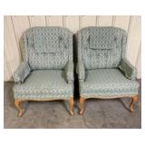 Pair Of Vintage Queen Anne Style Wingback Accent C
