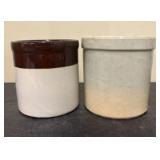 Pair Of Stoneware Pottery Crocks 6"X7"