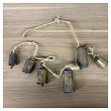 Handmade Vintage Rustic Metal Bells On A Rope 30"