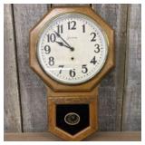 Sessions Oak-Cased 12" Office Wall Clock 15"X26"