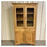 Antique Pine Hutch Step-Back Cupboard 17"X37"X72"