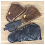 Trio of Faux Leather Handgun Cases, One Cloth Hols