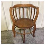 Antique Wood Barrel Back Spindle Chair    -  21"X