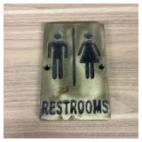 Vintage Cast Iron Restroom Plaque  -  4x6"