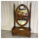 Unique Antique Large Beveled Mirror Oak Hall Tree