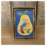 Vintage Petite Handmade Embroidery Of Colorful Bir