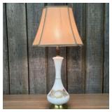 Mid-Century Modern Stencil Decorated White And Bra