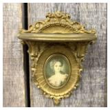 Vintage Gold Patina Framed Victorian Cameo With Sh
