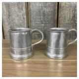 Vintage Pewter Beer Tankards Or Mugs 5"X4.5"