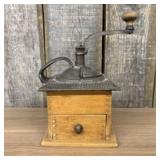 Antique Primitive Hand Coffee Grinder 7"X11"