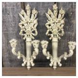 Vintage Mid-Century Distressed White Resin Candle