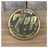 Vintage 7up "Safety First" Sidewalk Marker, Typica