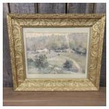 Gilt Framed Paul Sawyier Print, "Old Crow Distille