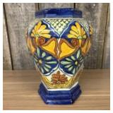 Handcrafted Mexican Pottery Vase featuring Traditi