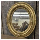 Antique Ornate Gilt Oval Mirror 12"X15"