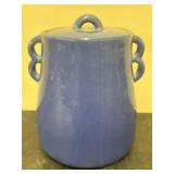 Vintage Blue Glazed Ceramic Bean Pot - Cookie Jar