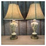 Pair of Vintage Art Nouveau Porcelain Table Lamps
