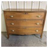 Antique Oak Three Drawer Dresser 19"X41"X33"