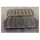 Pair Of Vintage Cast Iron Cornbread Pans 6"X 12"