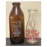 Pair Of Vintage Collectible Glass Milk Bottles Inc