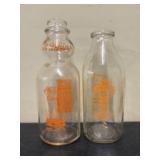 Pair Of Vintage Collectible Glass Milk Bottles Inc