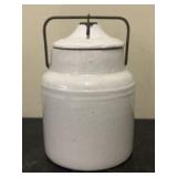 Antique Western Stoneware Lidded Canning Jar 5.5"X