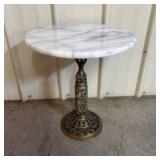 Vintage Reticulated Brass and Marble-Top Accent Ta