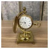 Vintage Waltham Pocket Watch Displayed In Brass Po
