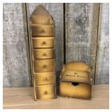 Vintage Wooden Spice Rack And Matching Recipe Box