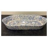 B.B. Pottery Cobalt Swirl Pottery Baking Pan 6"X 1