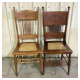 Pair Of Antique Oak Carved Spindle Back Dining Cha