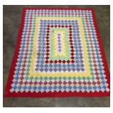 Handsewn Trip Around the World Patchwork Quilt  -