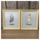 Set Of Vintage Framed Needlepoint Artworks Depicti