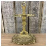 Vintage Brass Fireplace Tool Holder "Alaska" Art N