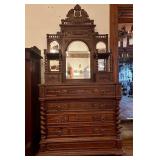 Late 19th Century French Walnut Dresser With Mirro