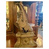 Bronze Andiron - Sculpture Of Winged Lion Or Griff