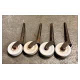 Set Of Antique Porcelain Furniture Caster Wheels 5